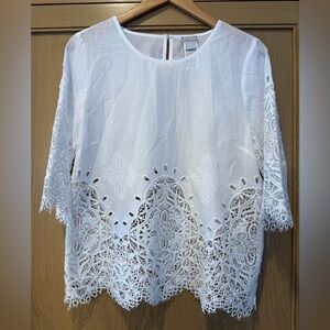 Chico's White Lace Blouse Cotton Pullover Chico's since 1 / US 8-10